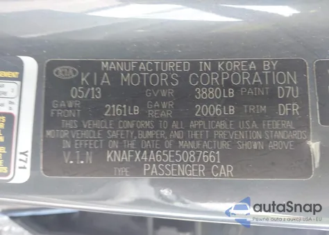 2014 Kia Forte Lx z USA, uszkodzony, nr VIN KNAFX4A65E5087661